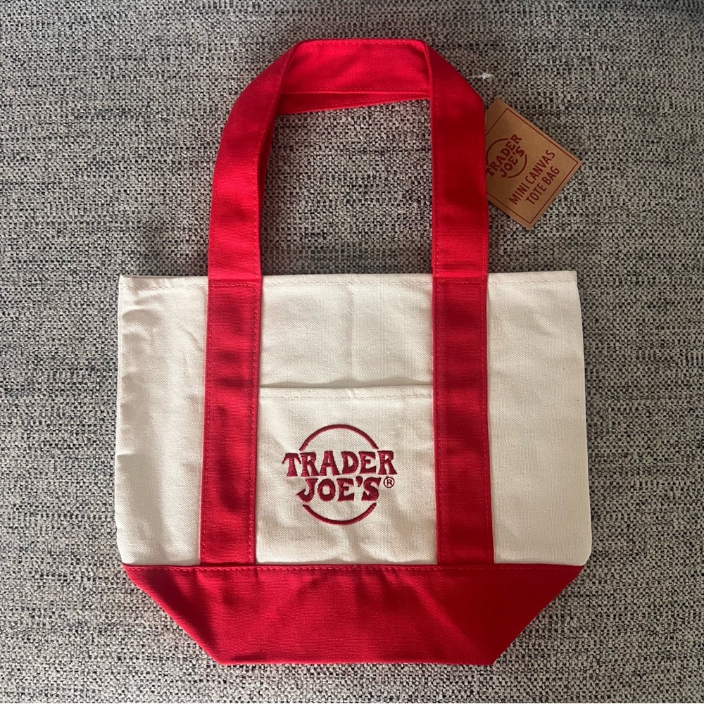 Trader Joe's Red and White Mini Tote Bag